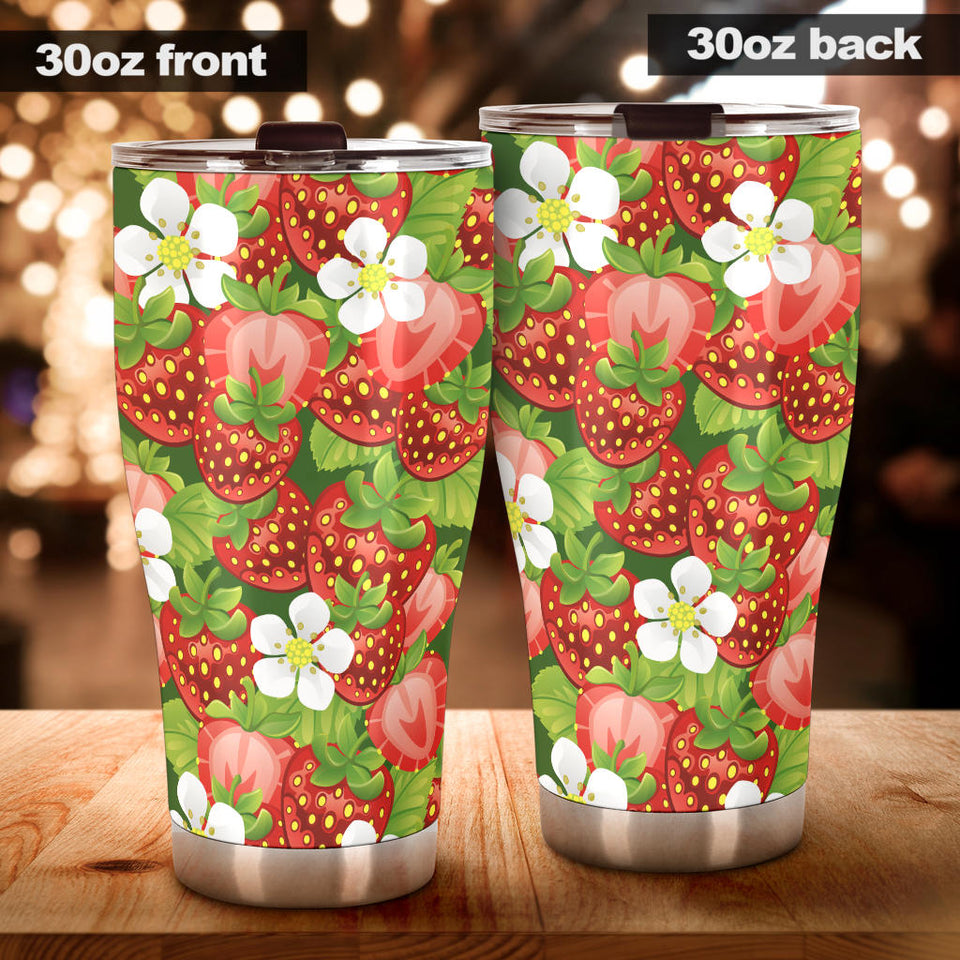 Strawberry Leaves Flower Pattern Tumbler