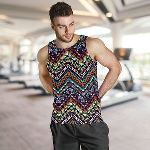 Zigzag Chevron African Afro Dashiki Adinkra Kente Pattern Men Tank Top