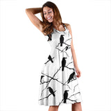 Crow Pattern Background Sleeveless Midi Dress