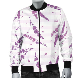 Lavender Pattern Stripe Background Men Bomber Jacket