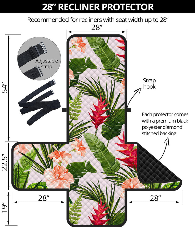 Heliconia Hibiscus Leaves Pattern Recliner Cover Protector