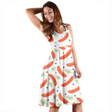 Sausage Pattern Print Design 03 Sleeveless Midi Dress
