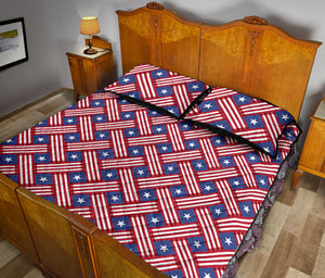 USA Star Stripe Pattern Quilt Bed Set