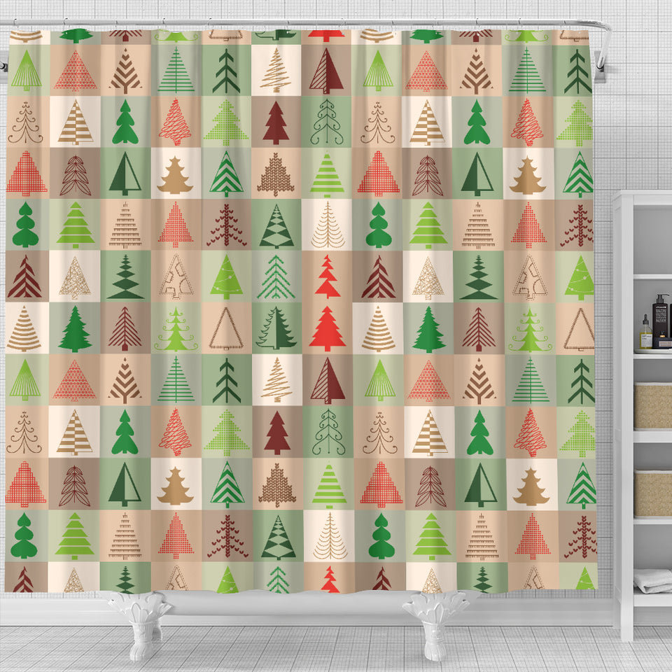 Christmas Tree Pattern Shower Curtain Fulfilled In US