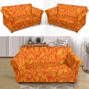 Red Flame Fire Pattern Loveseat Couch Slipcover