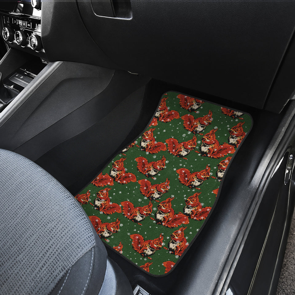 Squirrel Pattern Print Design 03 Front and Back Car Mats