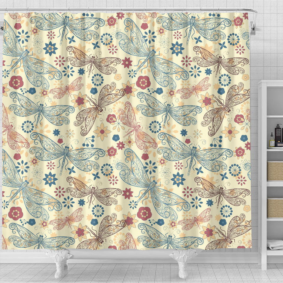 Dragonfly Flower Pattern Shower Curtain Fulfilled In US