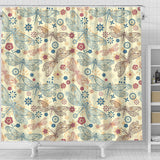 Dragonfly Flower Pattern Shower Curtain Fulfilled In US