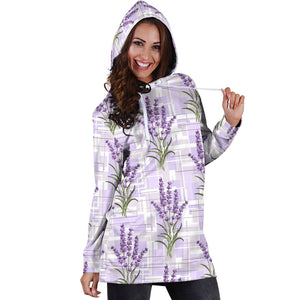 Lavender Pattern Theme Women Hoodie Dress