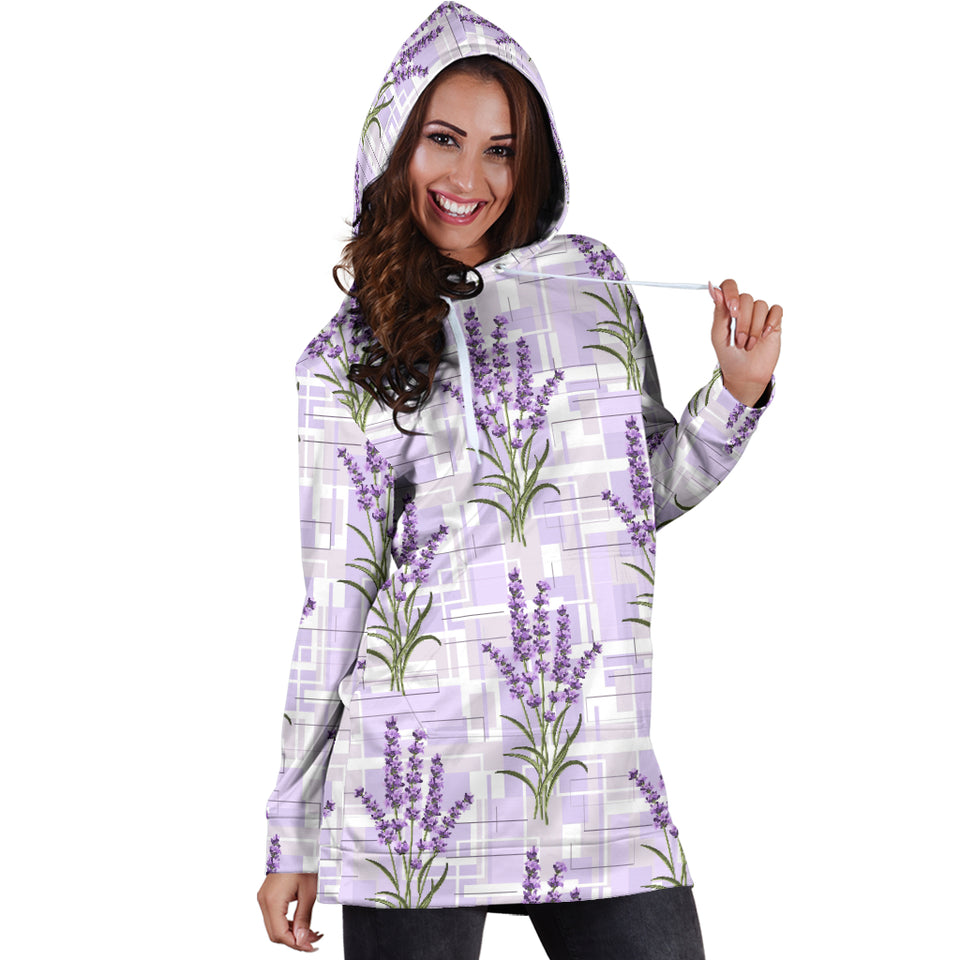 Lavender Pattern Theme Women Hoodie Dress