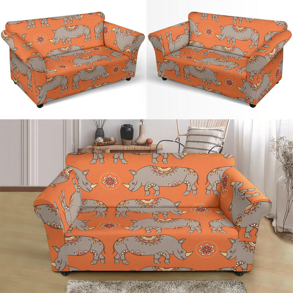 Rhino Pattern Theme Loveseat Couch Slipcover