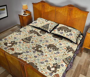 Raccoon Pattern Quilt Bed Set