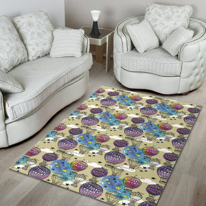 Hot Air Balloon Water Color Pattern Area Rug