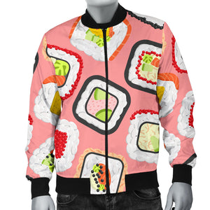 Sushi Roll Pattern Men Bomber Jacket