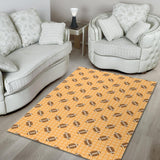 American Football Ball Pattern Yellow Background Area Rug
