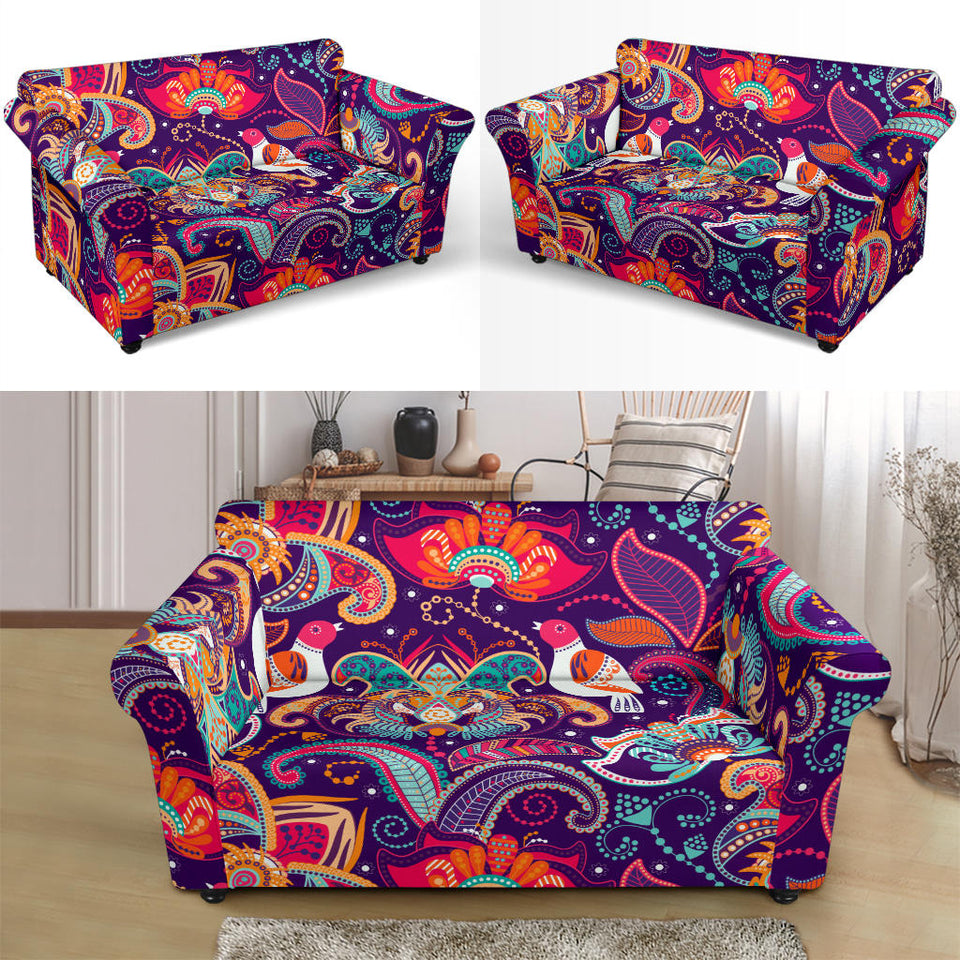 Indian Pattern Background Loveseat Couch Slipcover