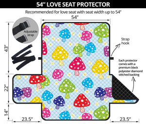 Colorful Mushroom Pattern Loveseat Couch Cover Protector