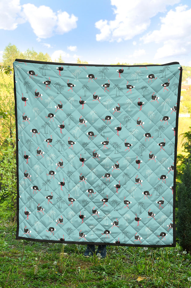 Ostrich Pattern Print Design 05 Premium Quilt