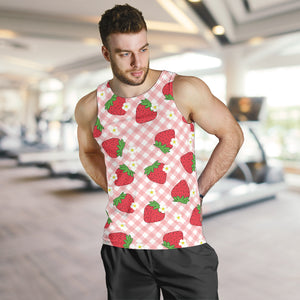 Strawberry Pattern Stripe Background Men Tank Top