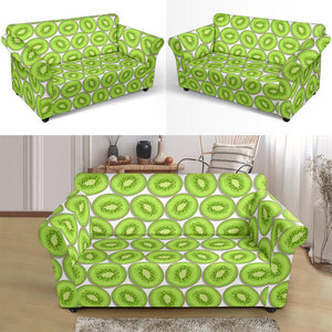 Sliced Kiwi Pattern Background Loveseat Couch Slipcover