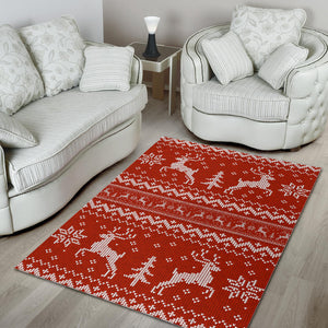 Deer Sweater Printed Red Pattern Area Rug