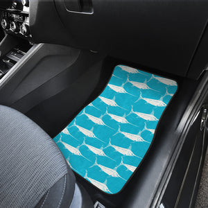 Swordfish Pattern Print Design 02 Front and Back Car Mats