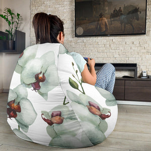 White Orchid Pattern Bean Bag Cover