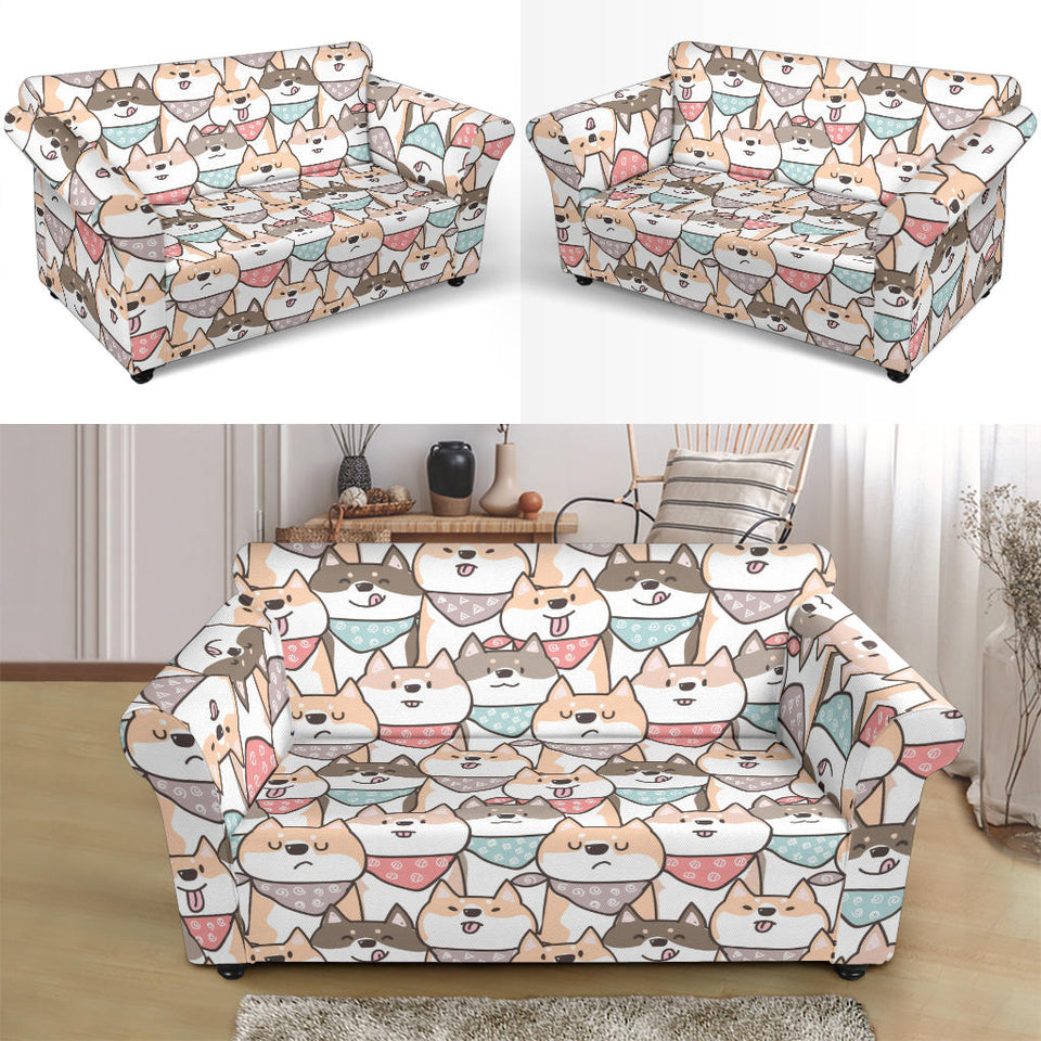 Shiba Inu Pattern Loveseat Couch Slipcover