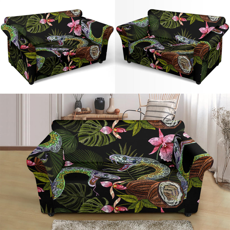 Snake Leaves Coconut Pattern Loveseat Couch Slipcover