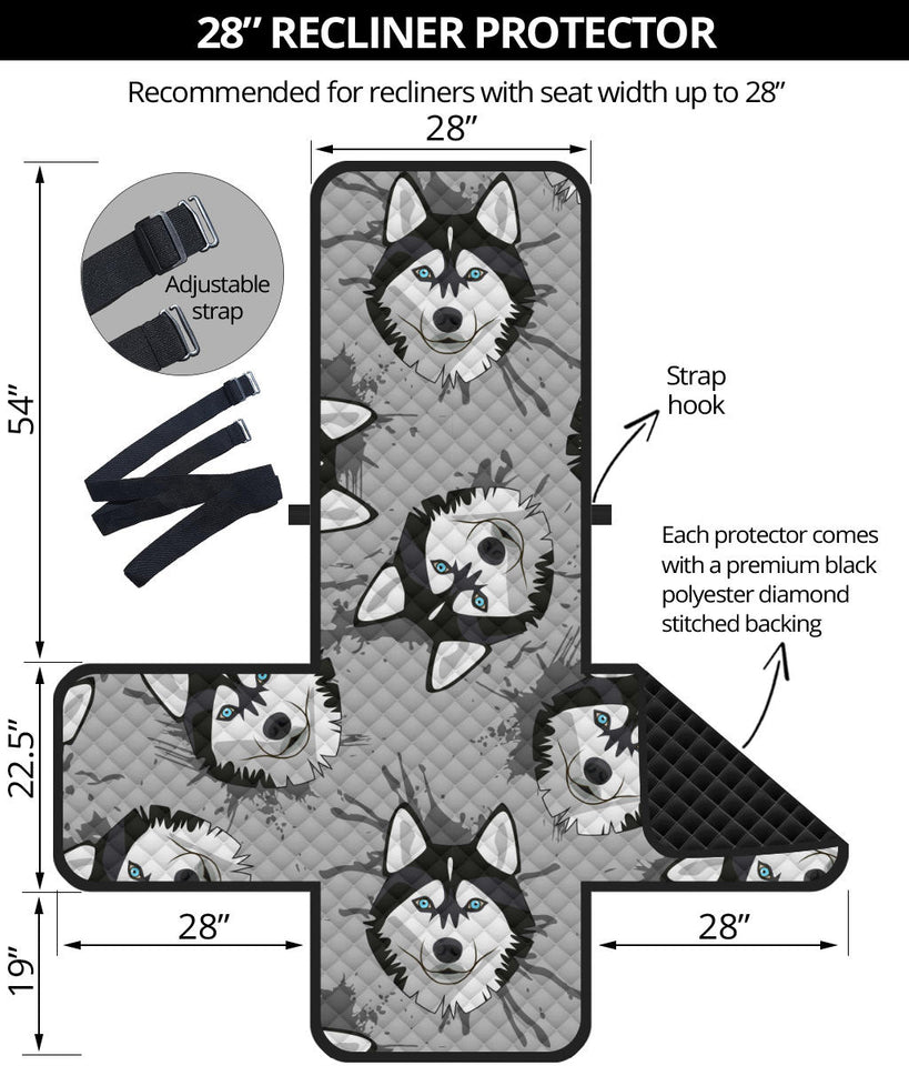 Siberian Husky Pattern Theme Recliner Cover Protector