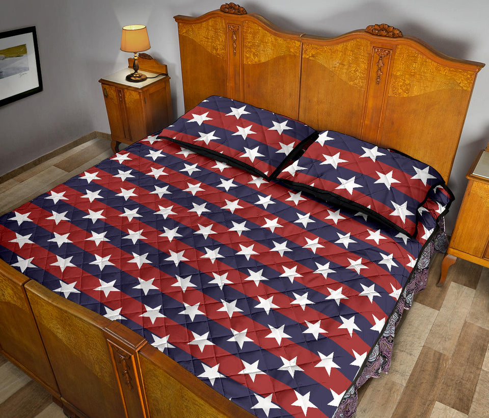 USA Star Pattern Background Quilt Bed Set