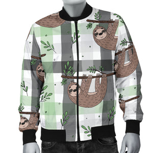 Sloth Pattern Stripe Background Men Bomber Jacket