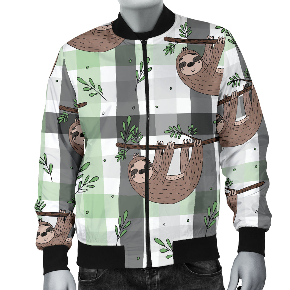 Sloth Pattern Stripe Background Men Bomber Jacket