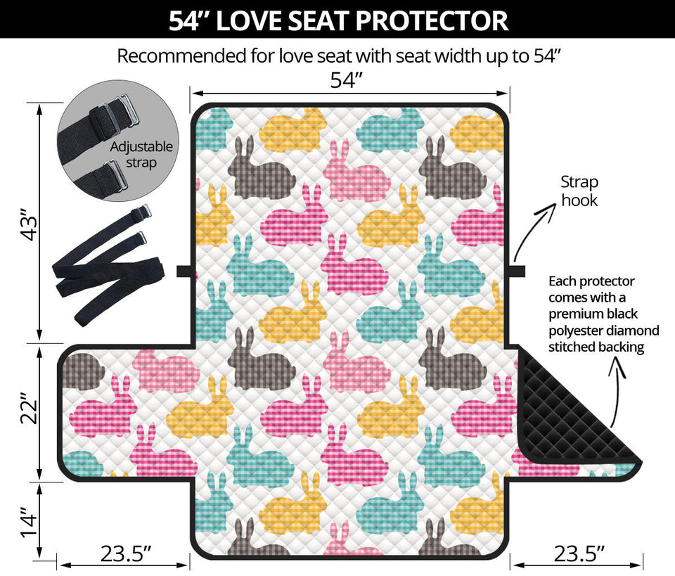 Colorful Rabbit Pattern Loveseat Couch Cover Protector