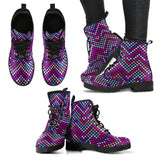 Zigzag Chevron Pokka Dot Aboriginal Pattern Leather Boots