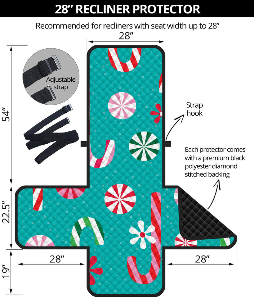 Christmas Candy Pattern Recliner Cover Protector