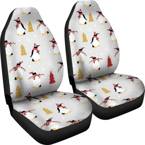 Penguin Christmas Tree Pattern Universal Fit Car Seat Covers