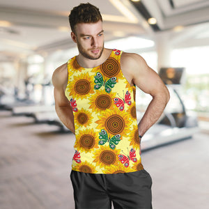 Sunflower Butterfly Pattern Men Tank Top