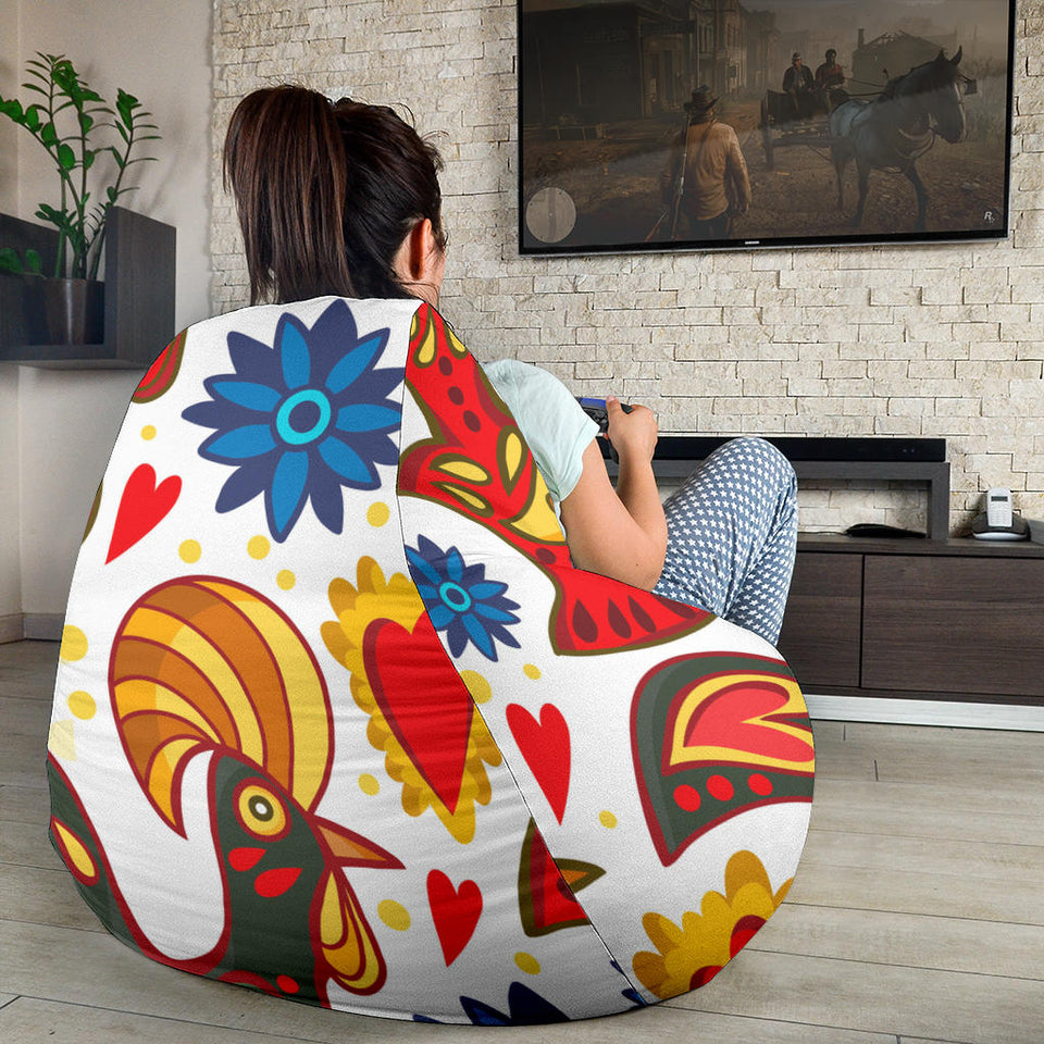 Colorful Rooster Chicken Guitar Pattern Bean Bag Cover