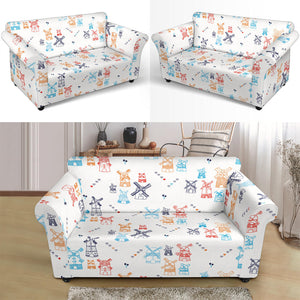 Hand Drawn Windmill Pattern Loveseat Couch Slipcover