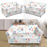 Hand Drawn Windmill Pattern Loveseat Couch Slipcover