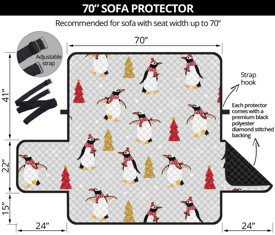 Penguin Christmas Tree Pattern Sofa Cover Protector