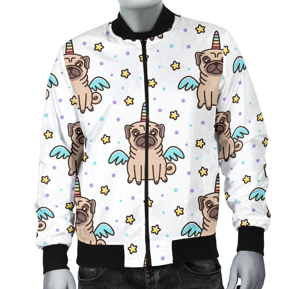 Unicorn Pug Pattern Men Bomber Jacket