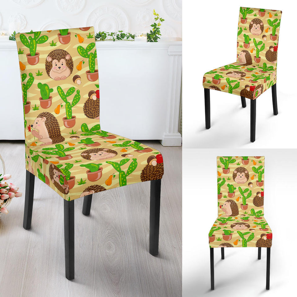 Hedgehog Pattern Print Design 02 Dining Chair Slipcover