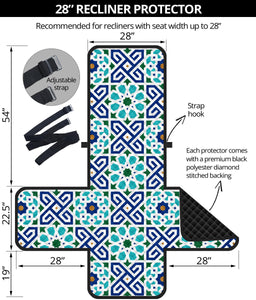 Blue Theme Arabic Morocco Pattern Recliner Cover Protector