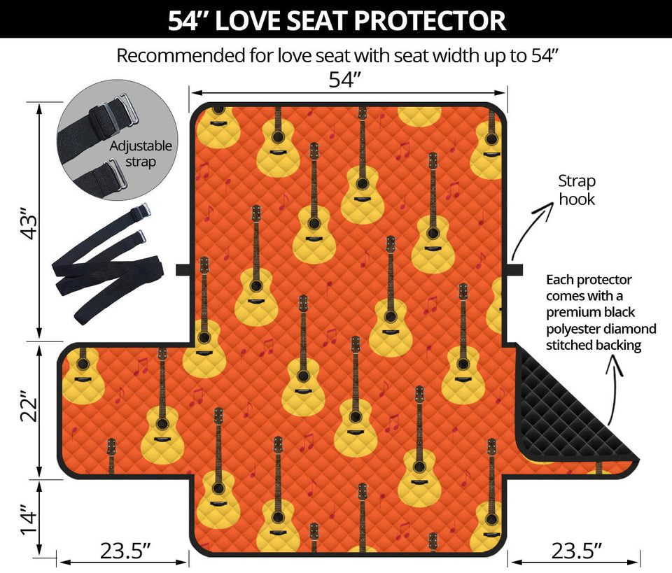 Classice Guitar Music Pattern Loveseat Couch Cover Protector