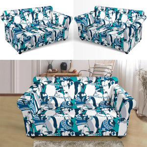 Penguin Pattern Loveseat Couch Slipcover