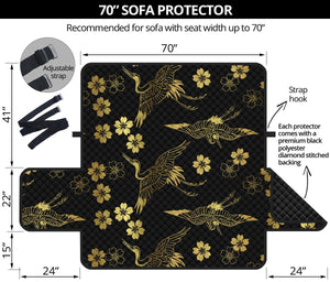 Gold Japanese Theme Pattern Sofa Cover Protector