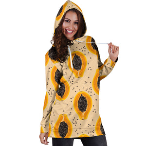 Papaya Pattern Women Hoodie Dress