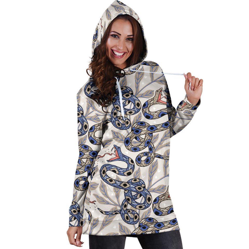 Snake Leaves Pattern Women Hoodie Dress